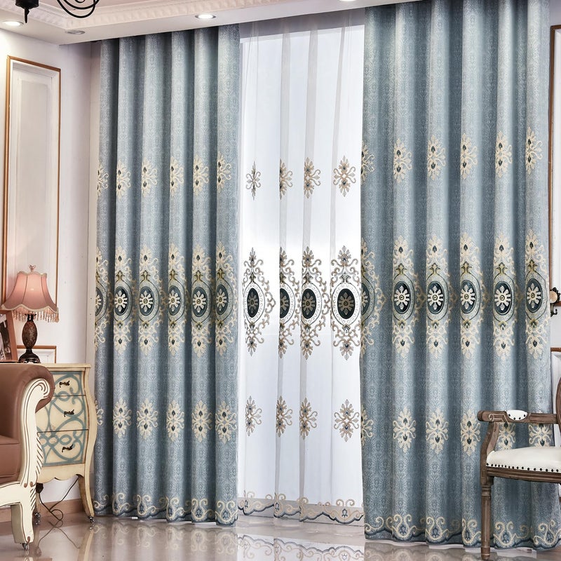 VOGOL Customized Simple Chenille Jacquard Blackout Window Elegance Curtains/Drapes/Panels/Treatments for Bedroom Living Room,Top Grommets, Two Panels, W54 x L96 inch - Image 1